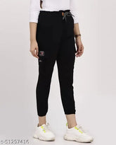 Toko joggers for girls, stretchable Lycra pants with elasticated waist (size 28-32), featuring four pockets. Indian made